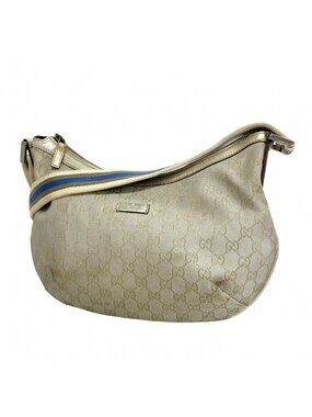 Gucci Shoulder Bag GG Canvas Gray Silver